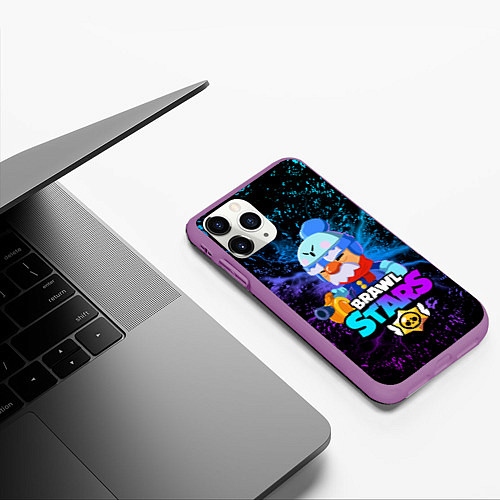 Чехол iPhone 11 Pro матовый BRAWL STARS GALE / 3D-Фиолетовый – фото 3