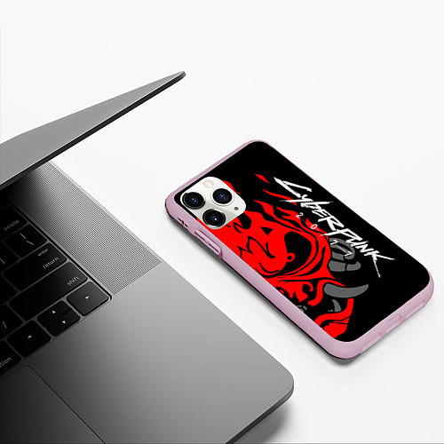 Чехол iPhone 11 Pro матовый CYBERPUNK 2077 SAMURAI / 3D-Розовый – фото 3