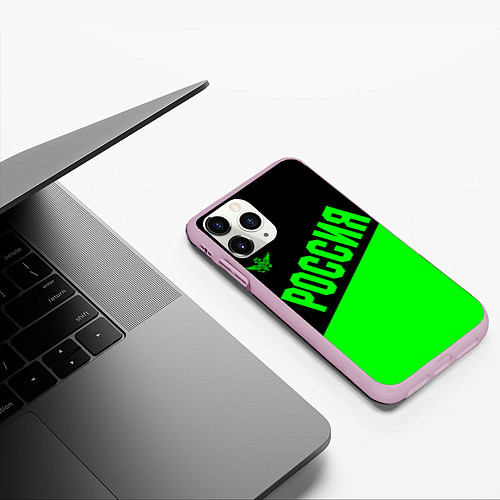 Чехол iPhone 11 Pro матовый Россия / 3D-Розовый – фото 3