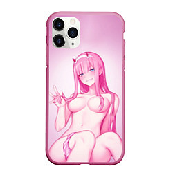 Чехол iPhone 11 Pro матовый DARLING IN THE FRANXX, цвет: 3D-малиновый