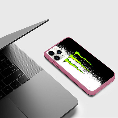 Чехол iPhone 11 Pro матовый MONSTER ENERGY / 3D-Малиновый – фото 3