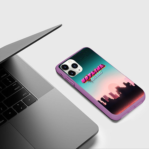 Чехол iPhone 11 Pro матовый HOTLINE MIAMI / 3D-Фиолетовый – фото 3