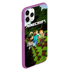 Чехол iPhone 11 Pro матовый Minecraft, цвет: 3D-фиолетовый — фото 2