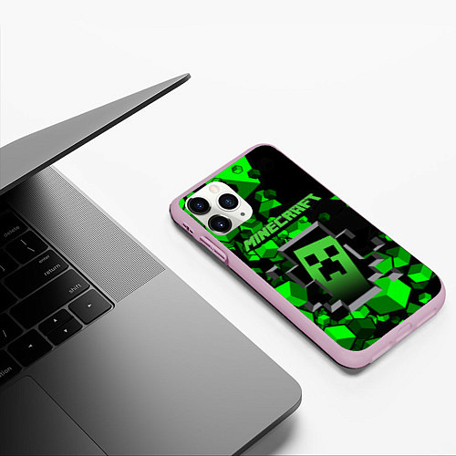 Чехол iPhone 11 Pro матовый Minecraft / 3D-Розовый – фото 3