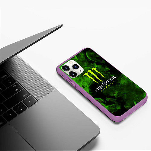 Чехол iPhone 11 Pro матовый MONSTER ENERGY / 3D-Фиолетовый – фото 3