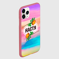 Чехол iPhone 11 Pro матовый Настя, цвет: 3D-малиновый — фото 2