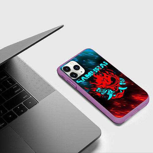 Чехол iPhone 11 Pro матовый CYBERPUNK 2077 SAMURAI / 3D-Фиолетовый – фото 3