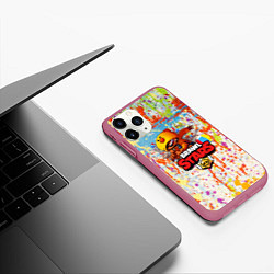 Чехол iPhone 11 Pro матовый BRAWL STARS:LEON, цвет: 3D-малиновый — фото 2