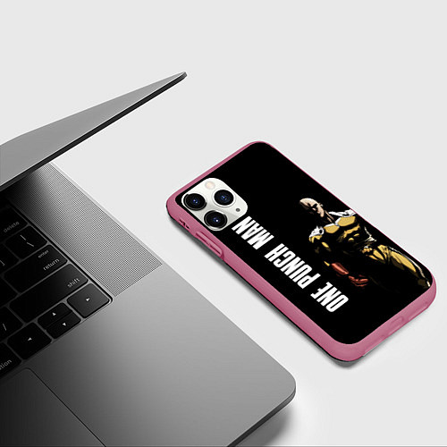 Чехол iPhone 11 Pro матовый One Punch Man / 3D-Малиновый – фото 3