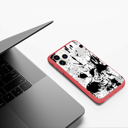 Чехол iPhone 11 Pro матовый БРЫЗГИ КРАСОК / 3D-Красный – фото 3