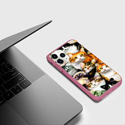 Чехол iPhone 11 Pro матовый КОТЫ, цвет: 3D-малиновый — фото 2