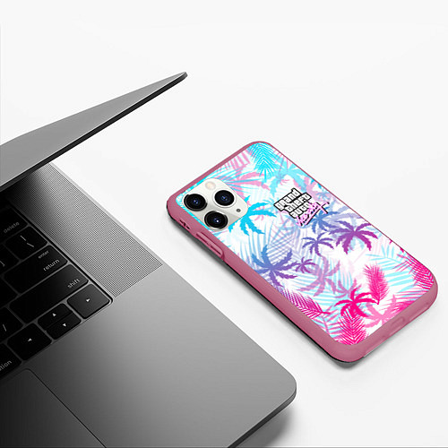 Чехол iPhone 11 Pro матовый GTA VICE CITY / 3D-Малиновый – фото 3