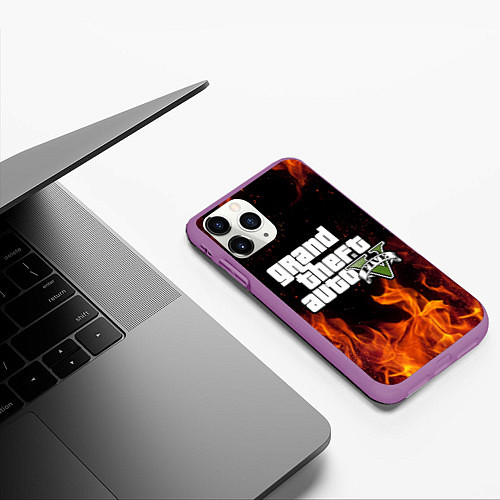 Чехол iPhone 11 Pro матовый GTA 5 / 3D-Фиолетовый – фото 3