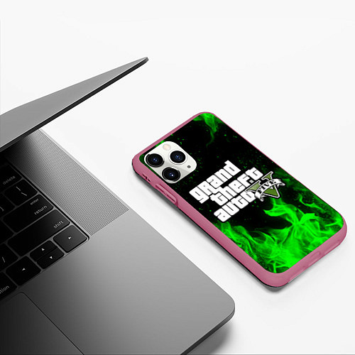 Чехол iPhone 11 Pro матовый GTA 5 / 3D-Малиновый – фото 3