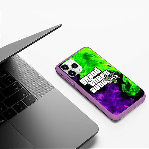 Чехол iPhone 11 Pro матовый GTA 5 / 3D-Фиолетовый – фото 3