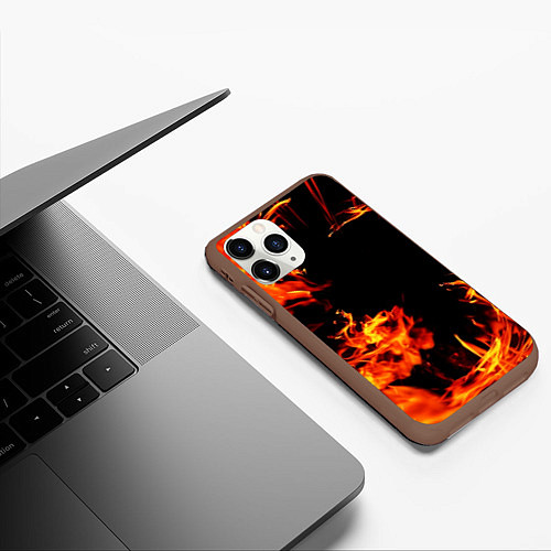 Чехол iPhone 11 Pro матовый ОГОНЬ / 3D-Коричневый – фото 3