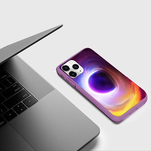 Чехол iPhone 11 Pro матовый ЧЁРНАЯ ДЫРА / 3D-Фиолетовый – фото 3