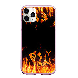 Чехол iPhone 11 Pro матовый FIRE ОГОНЬ, цвет: 3D-розовый