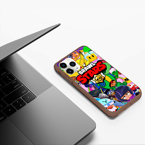 Чехол iPhone 11 Pro матовый BRAWL STARS ВСЕ БРАВЛЕРЫ / 3D-Коричневый – фото 3