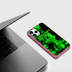 Чехол iPhone 11 Pro матовый Minecraft, цвет: 3D-малиновый — фото 2