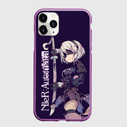 Чехол iPhone 11 Pro матовый Nier Automata, цвет: 3D-фиолетовый