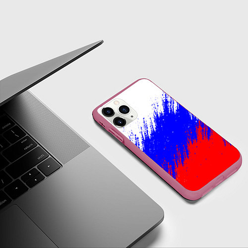 Чехол iPhone 11 Pro матовый Россия / 3D-Малиновый – фото 3