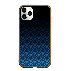 Чехол iPhone 11 Pro матовый Узор круги темный синий, цвет: 3D-коричневый