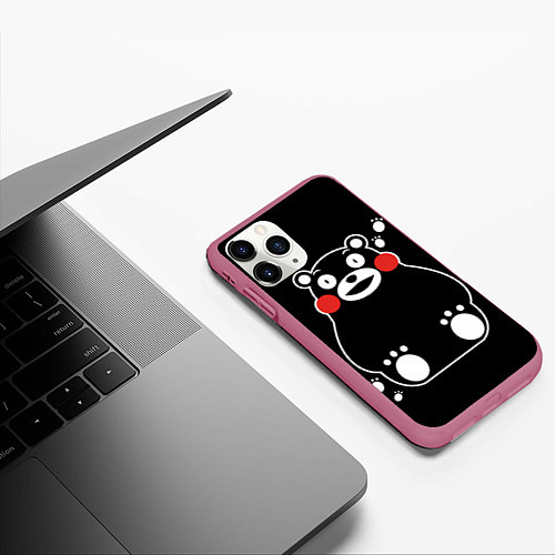 Чехол iPhone 11 Pro матовый Kumamon / 3D-Малиновый – фото 3