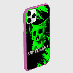 Чехол iPhone 11 Pro матовый MINECRAFT CREEPER CAT, цвет: 3D-фиолетовый — фото 2