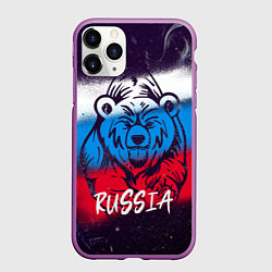 Чехол iPhone 11 Pro матовый Russia Bear, цвет: 3D-фиолетовый