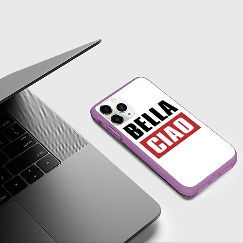 Чехол iPhone 11 Pro матовый Bella Ciao / 3D-Фиолетовый – фото 3
