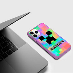 Чехол iPhone 11 Pro матовый Minecraft, цвет: 3D-фиолетовый — фото 2