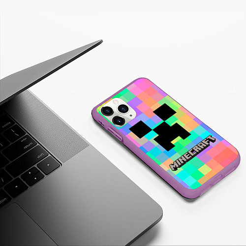 Чехол iPhone 11 Pro матовый Minecraft / 3D-Фиолетовый – фото 3