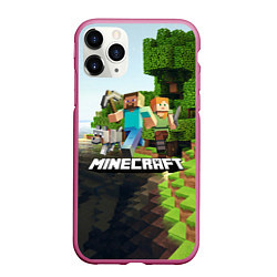 Чехол iPhone 11 Pro матовый Minecraft, цвет: 3D-малиновый