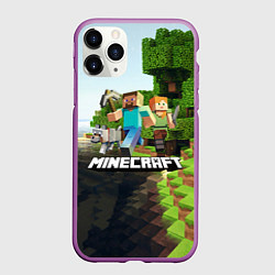 Чехол iPhone 11 Pro матовый Minecraft, цвет: 3D-фиолетовый