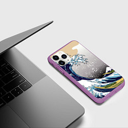 Чехол iPhone 11 Pro матовый The great wave off kanagawa, цвет: 3D-фиолетовый — фото 2