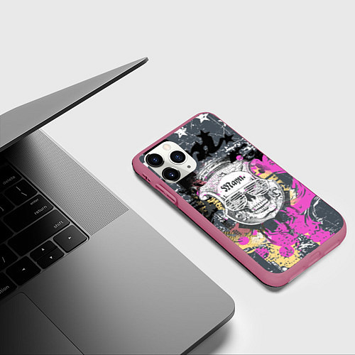 Чехол iPhone 11 Pro матовый Череп / 3D-Малиновый – фото 3