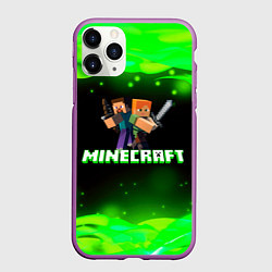 Чехол iPhone 11 Pro матовый Minecraft 1, цвет: 3D-фиолетовый