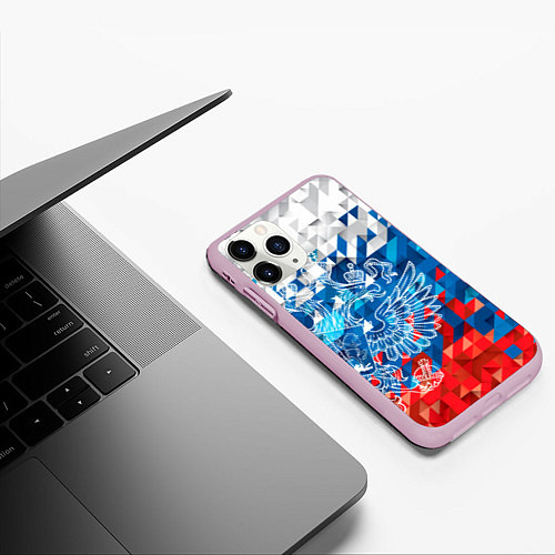 Чехол iPhone 11 Pro матовый Россия / 3D-Розовый – фото 3