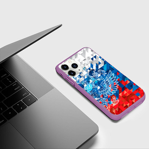 Чехол iPhone 11 Pro матовый Россия / 3D-Фиолетовый – фото 3