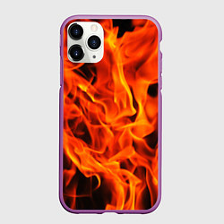 Чехол iPhone 11 Pro матовый ОГОНЬ, цвет: 3D-фиолетовый