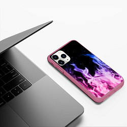 Чехол iPhone 11 Pro матовый НЕОНОВЫЙ ОГОНЬ, цвет: 3D-малиновый — фото 2