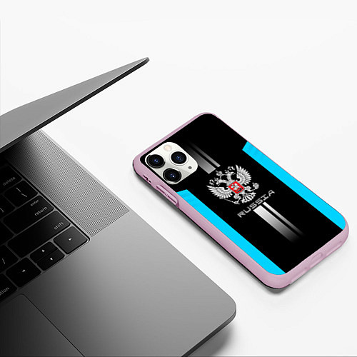 Чехол iPhone 11 Pro матовый Russia / 3D-Розовый – фото 3