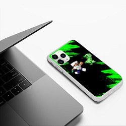 Чехол iPhone 11 Pro матовый MINECRAFT, цвет: 3D-белый — фото 2