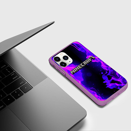 Чехол iPhone 11 Pro матовый MINECRAFT / 3D-Фиолетовый – фото 3