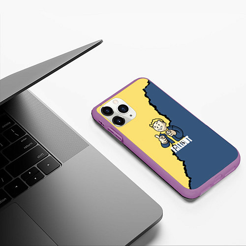 Чехол iPhone 11 Pro матовый Fallout logo boy / 3D-Фиолетовый – фото 3