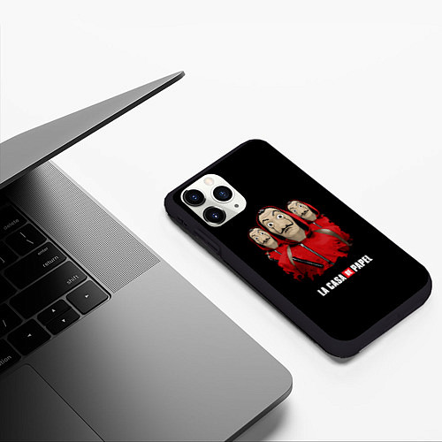 Чехол iPhone 11 Pro матовый БУМАЖНЫЙ ДОМ / 3D-Черный – фото 3