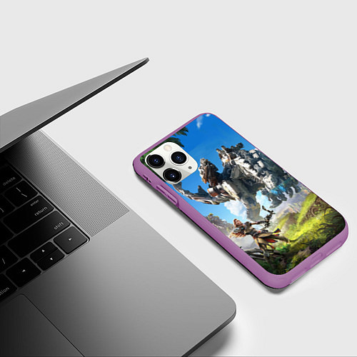 Чехол iPhone 11 Pro матовый HORIZON ZERO DAWN / 3D-Фиолетовый – фото 3