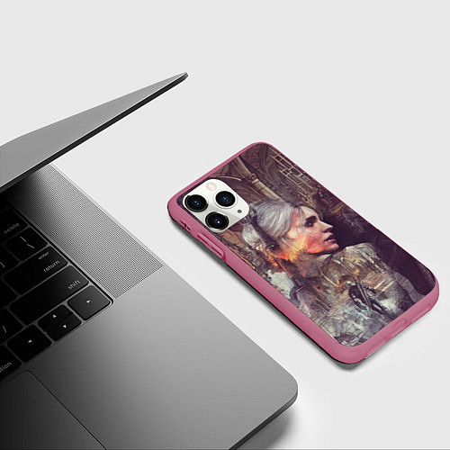 Чехол iPhone 11 Pro матовый Ведьмак / 3D-Малиновый – фото 3