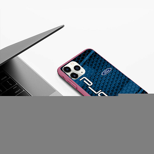 Чехол iPhone 11 Pro матовый FORD / 3D-Малиновый – фото 3